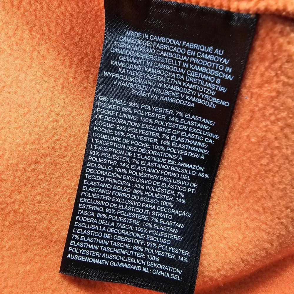 The North Face Crest Full Zip Jacket Mens XL Orange Black Fleece Hiking Active